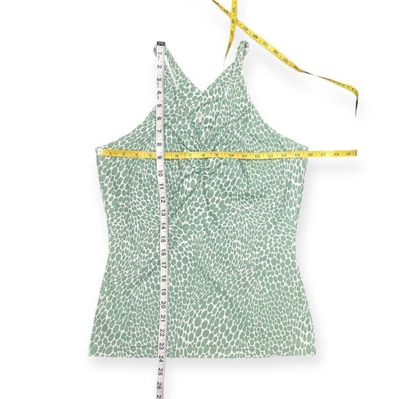 PRANA Women’s Green White Abstract Print Ruched Halter Tank Top Size Large - Picture 4 of 4